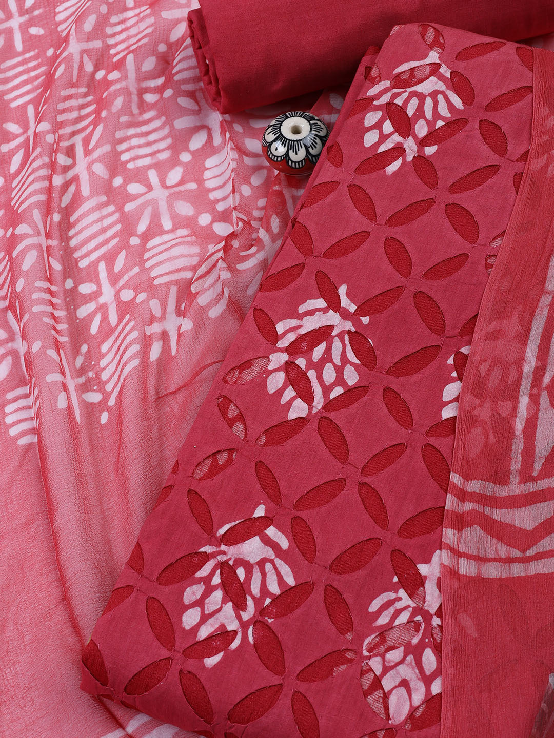 Printed Chanderi Unstitched Suit Piece With Dupatta
