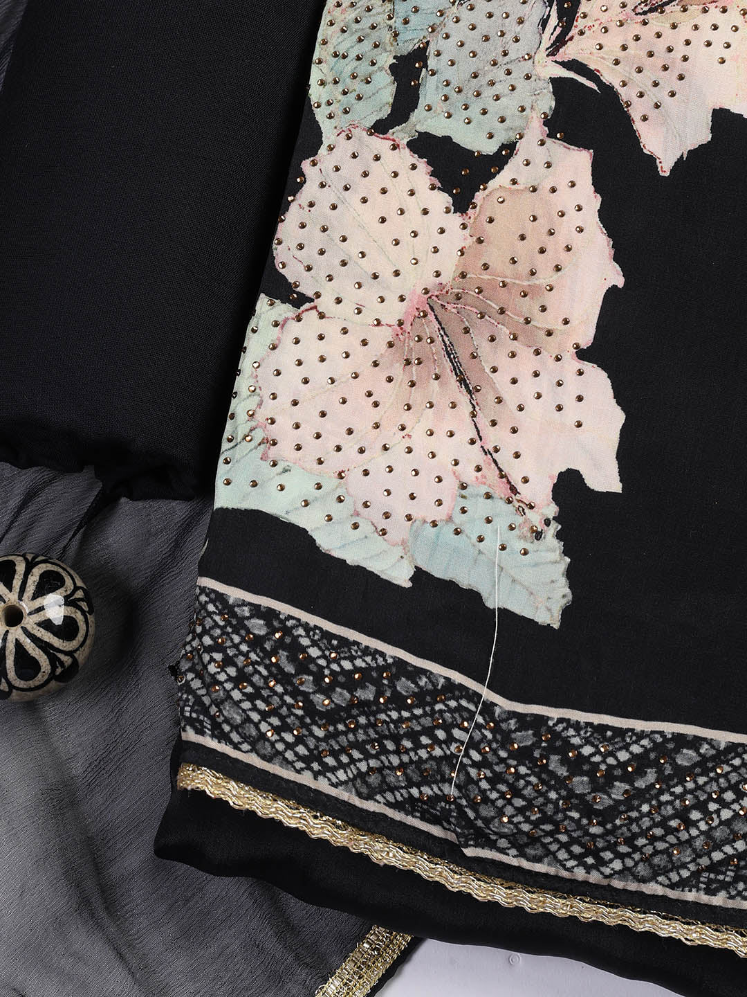 Printed Crepe Unstitched Suit With Dupatta