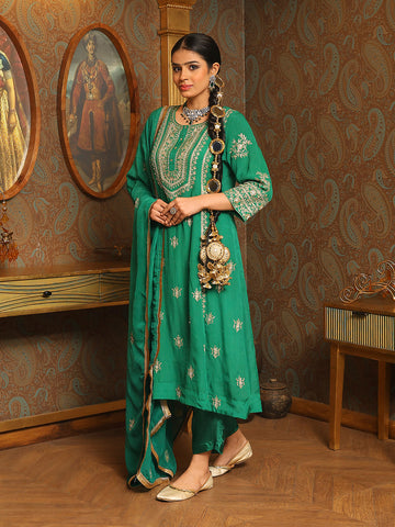 Embroidery Organza Kurti With Pants & Dupatta