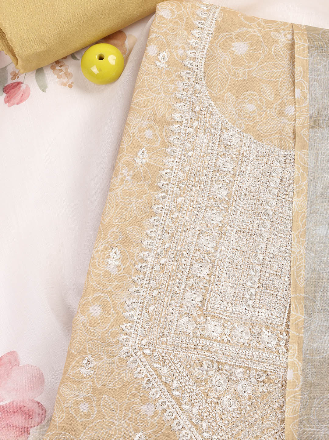 Printed Linen Unstitched Suit With Dupatta