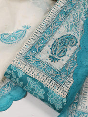 Printed Cotton Blend Unstitched Suit Piece With Dupatta