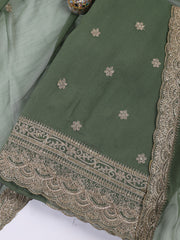 Neck Embroidered Tissue Unstitched Suit With Dupatta