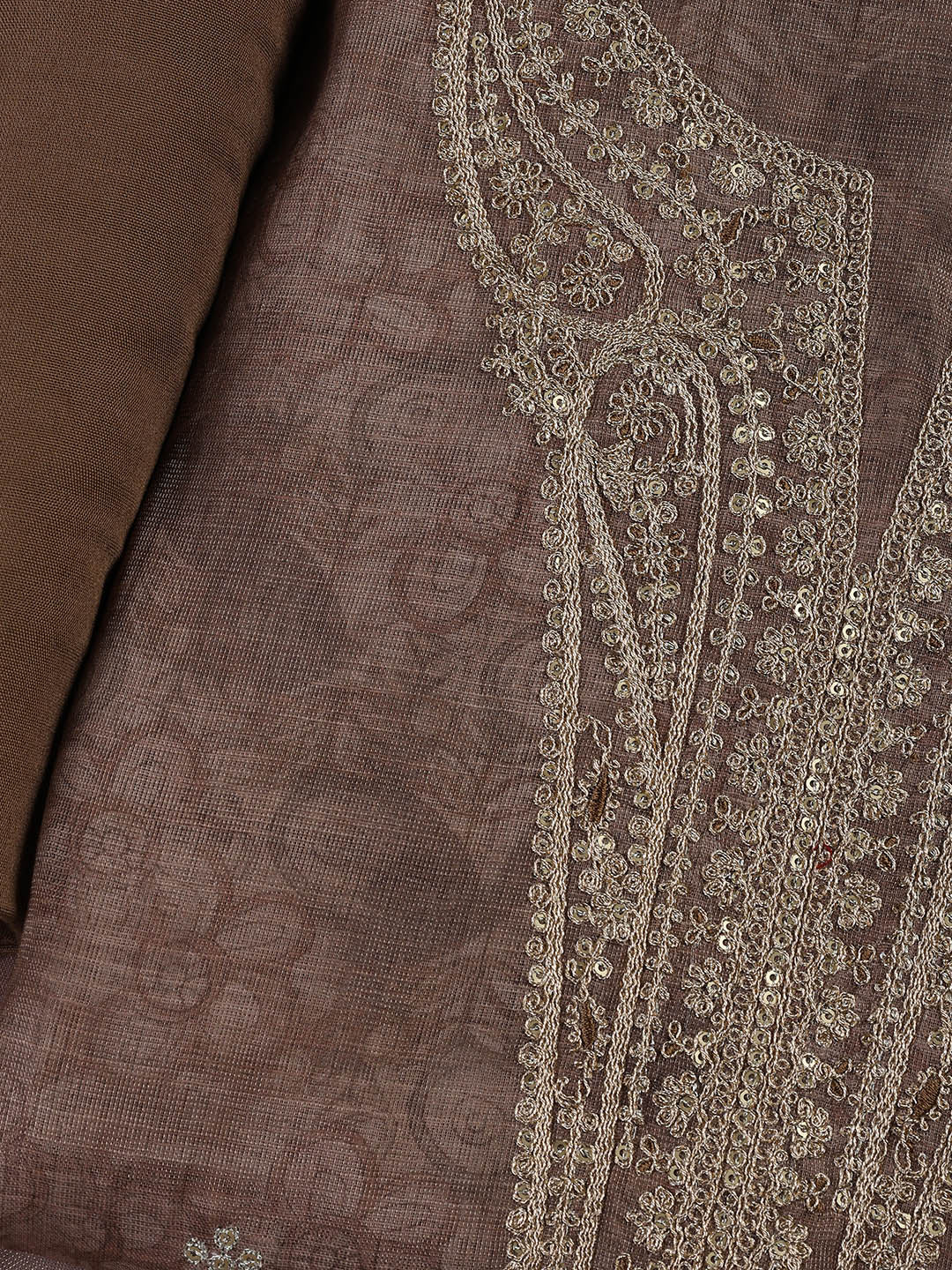 Neck Embroidery Chanderi Unstitched Suit With Dupatta
