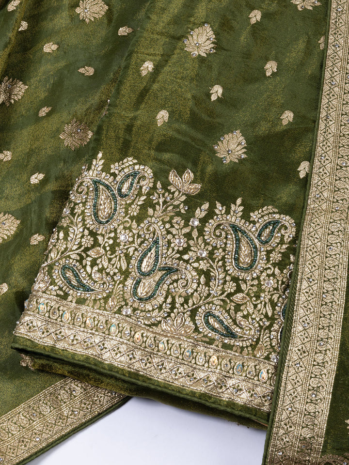 Embroidered Tissue Unstitched Suit With Dupatta