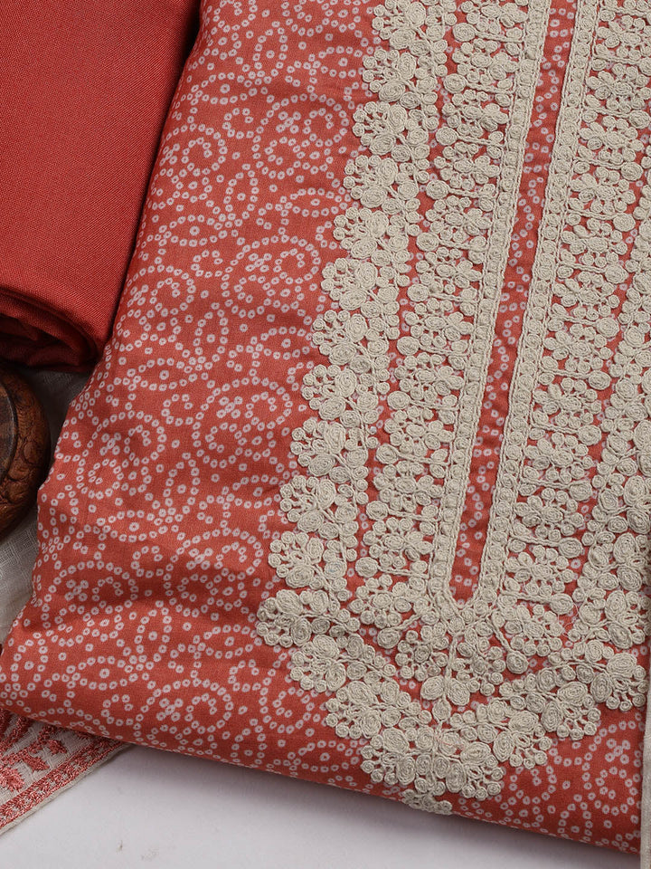 Embroidered Cotton Blend Unstitched Suit Piece With Dupatta