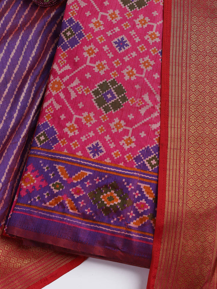 Art Silk Unstitched Suit Piece With Dupatta