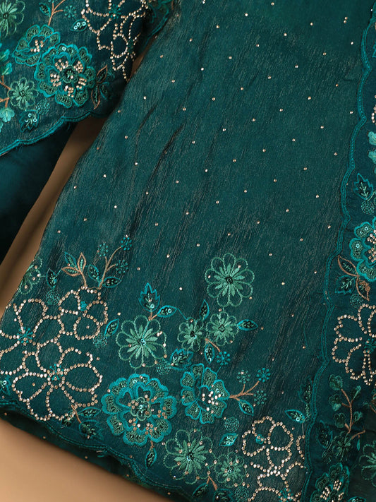 Embroidered Chinon Unstitched Suit With Dupatta