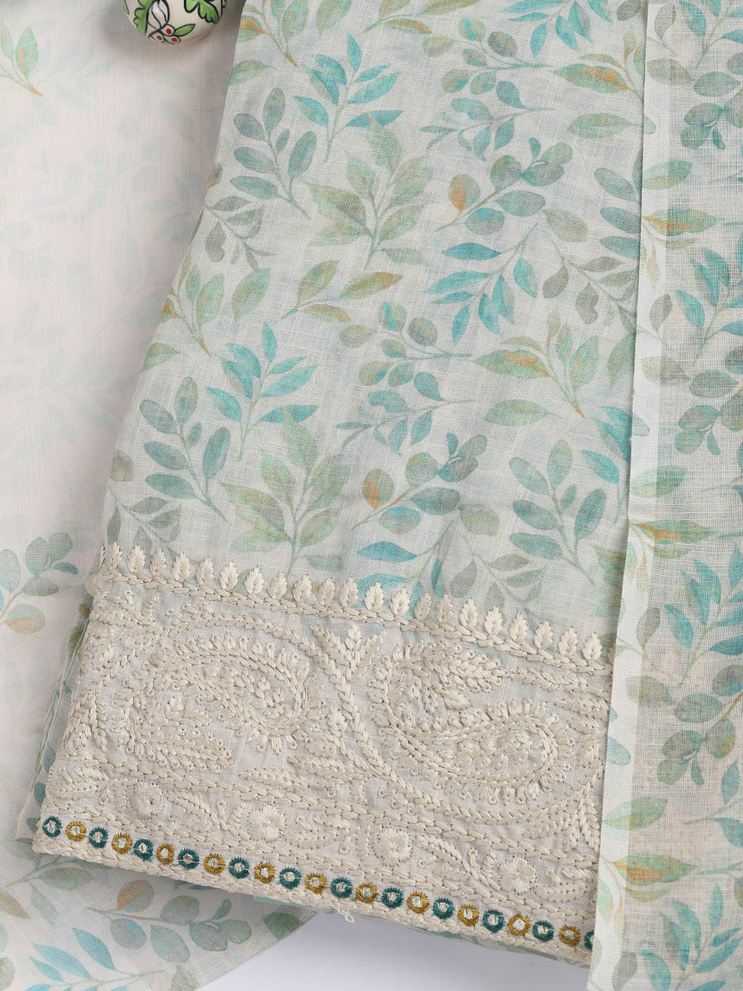 Printed Cotton Blend Unstitched Suit Piece With Dupatta