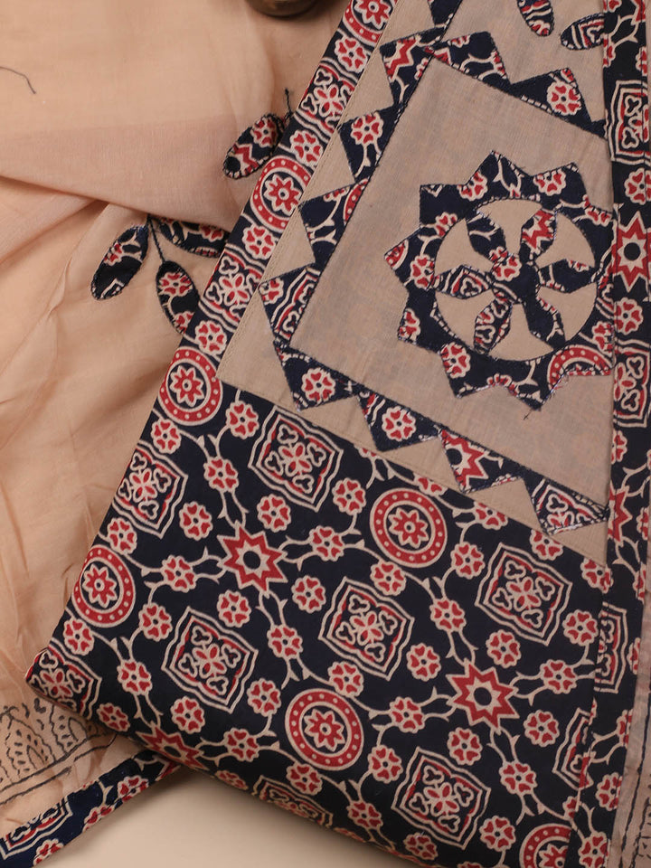 Printed Cotton Blend Unstitched Suit With Dupatta