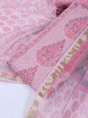 Neck Work Cotton Blend Unstitched Suit With Dupatta