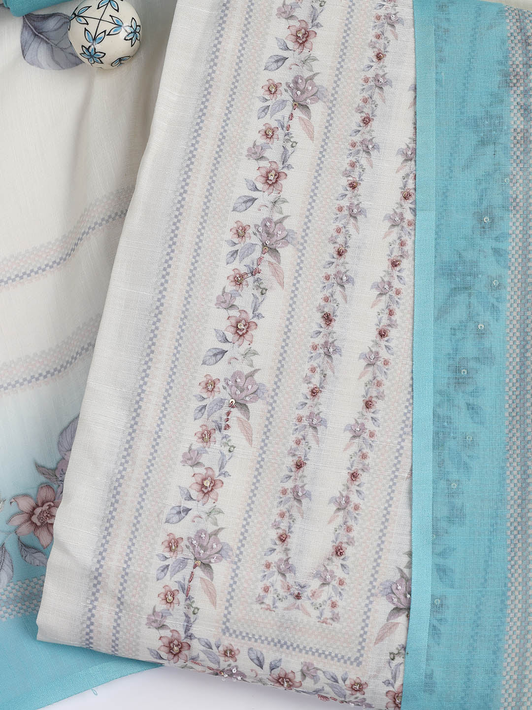 Printed Linen Unstitched Suit Piece With Dupatta