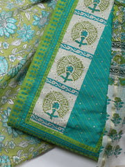 Printed Cotton Blend Unstitched Suit Piece With Dupatta