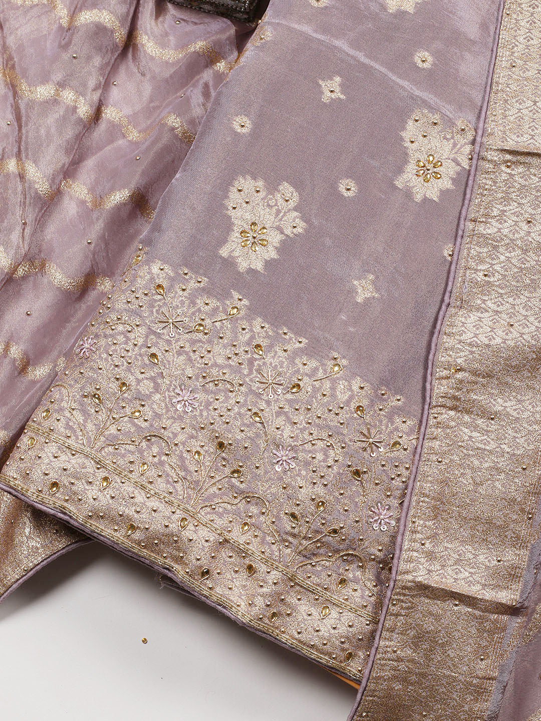 Woven Tissue Unstitched Suit Piece With Dupatta