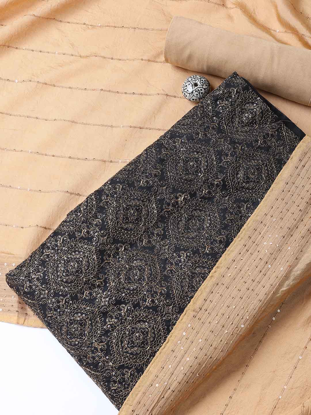Embroidery Chanderi Unstitched Suit With Dupatta