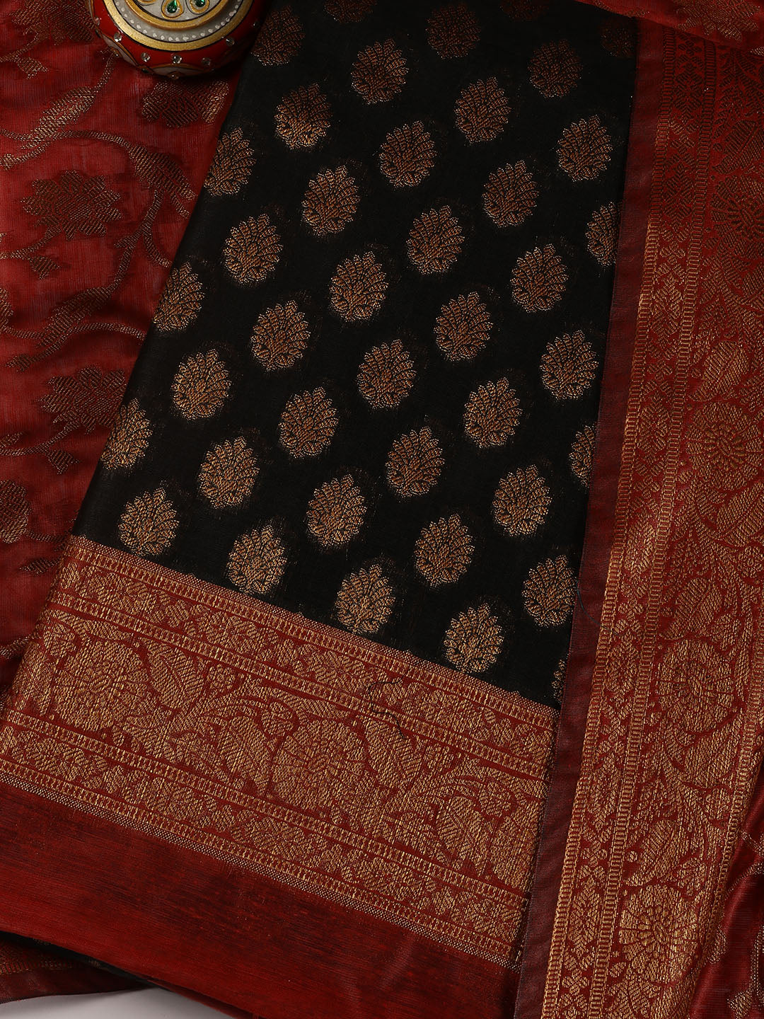 Banarasi Chanderi Unstitched Suit With Dupatta