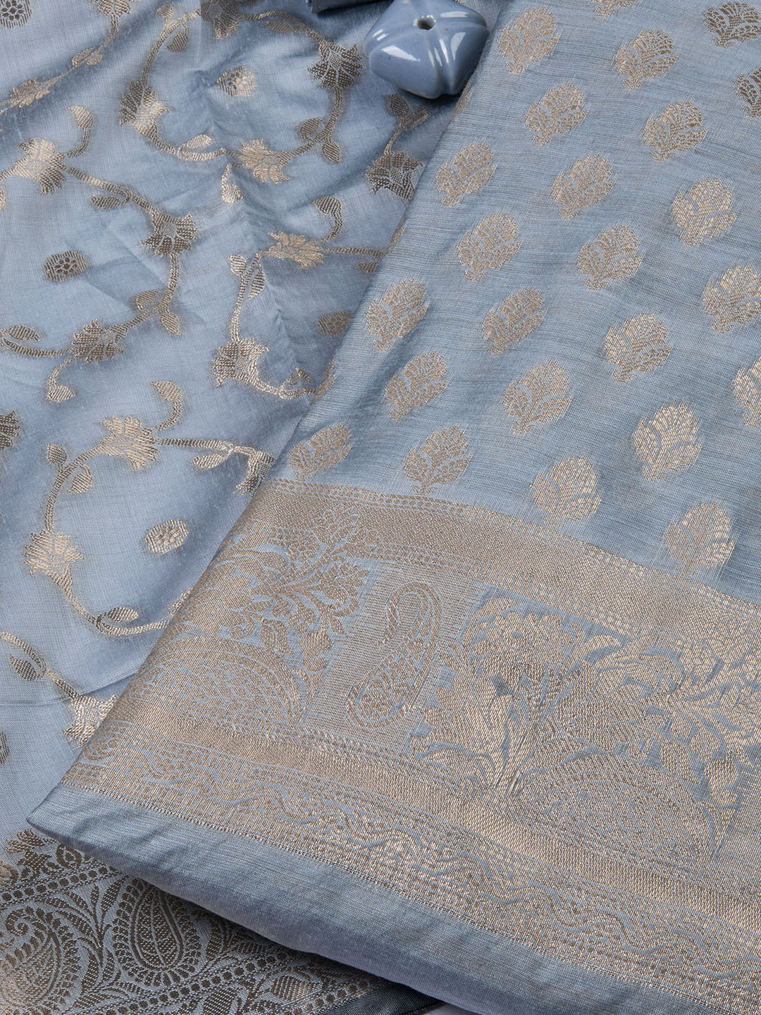 Woven Chanderi Unstitched Suit With Dupatta