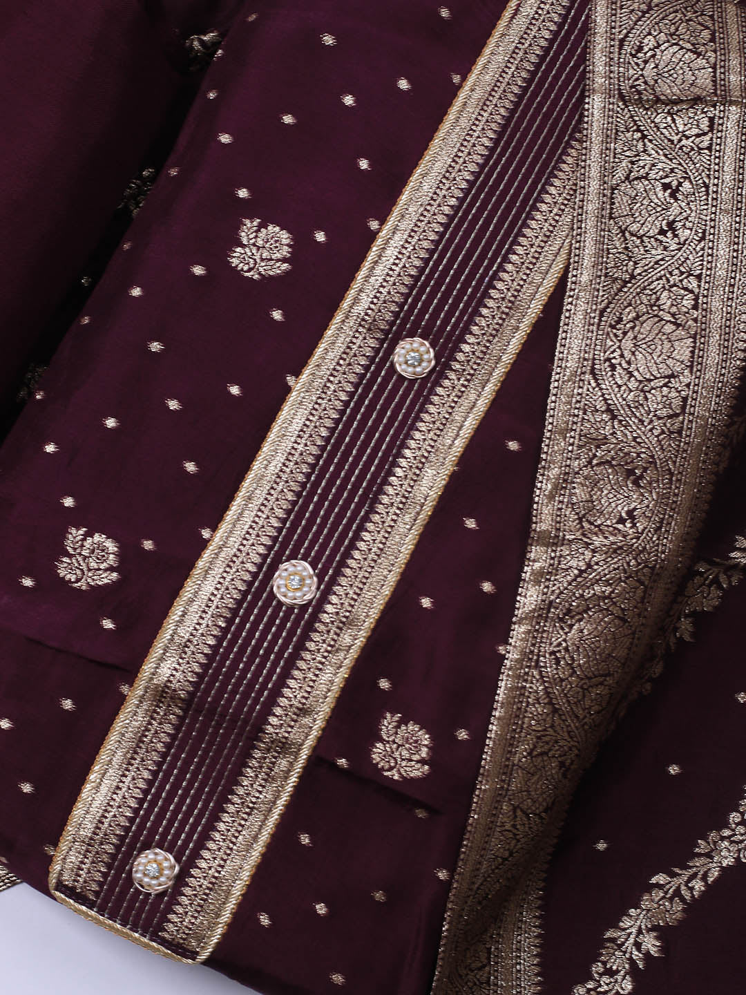 Embroidery Chanderi Unstitched Suit With Dupatta