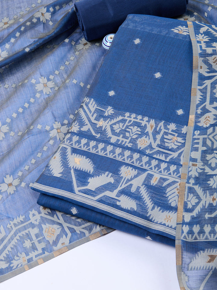 Jamdani Chanderi Unstitched Suit Piece With Dupatta
