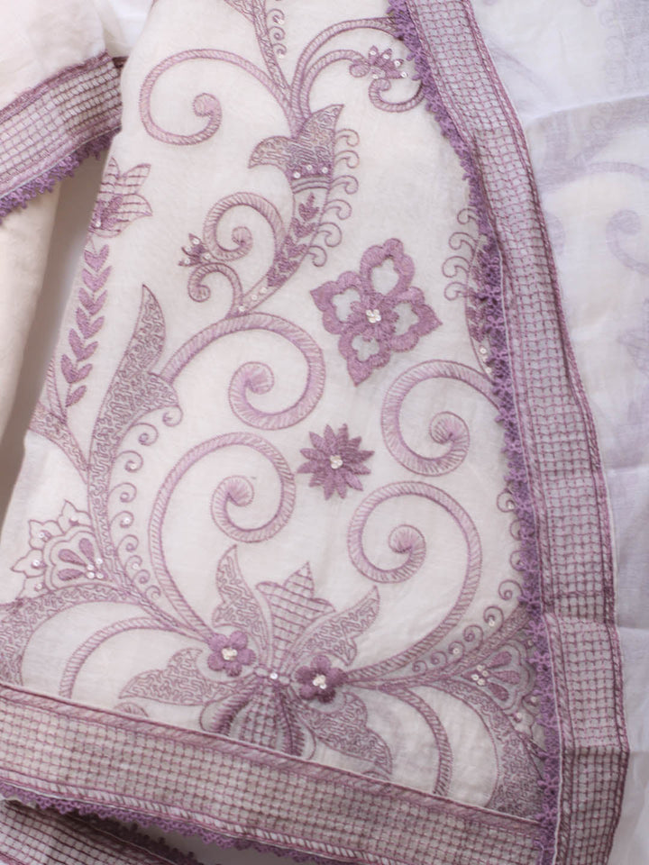 Embroidered Chanderi Unstitched Suit With Dupatta