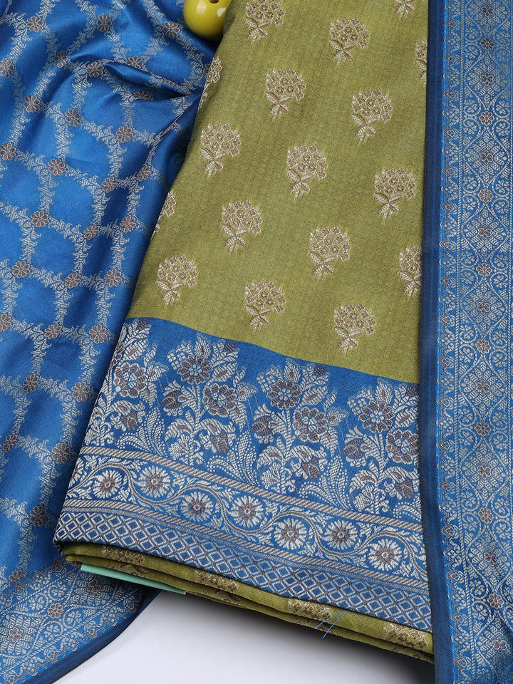Floral Woven Booti Chanderi Unstitched Suit With Dupatta