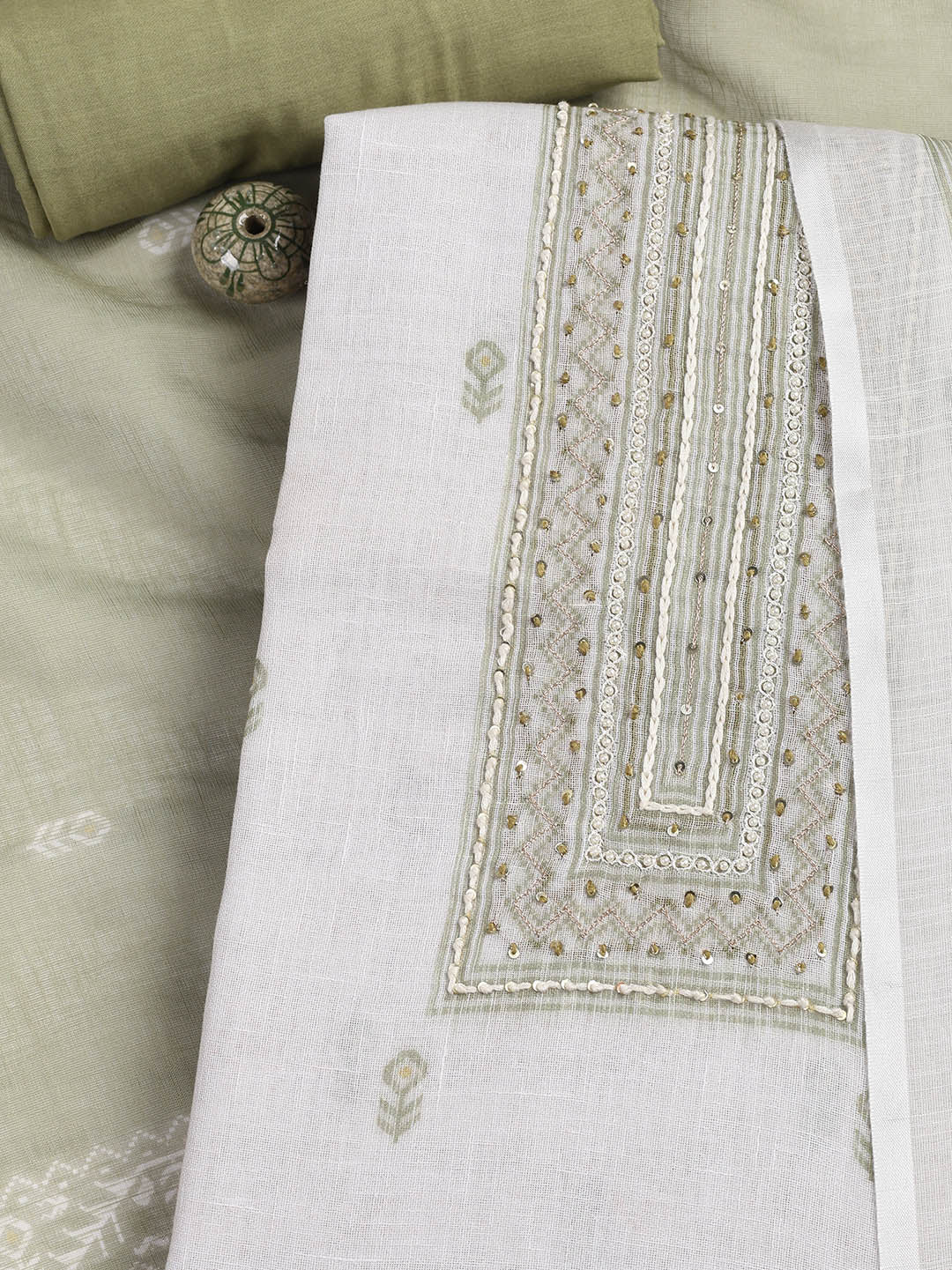 Printed Linen Unstitched Suit With Dupatta