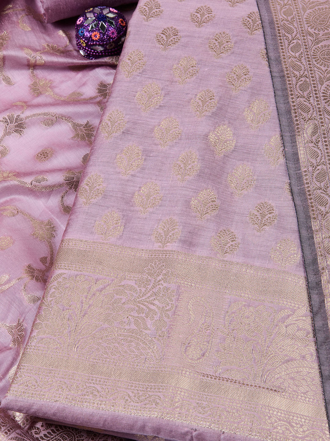Woven Chanderi Unstitched Suit With Dupatta