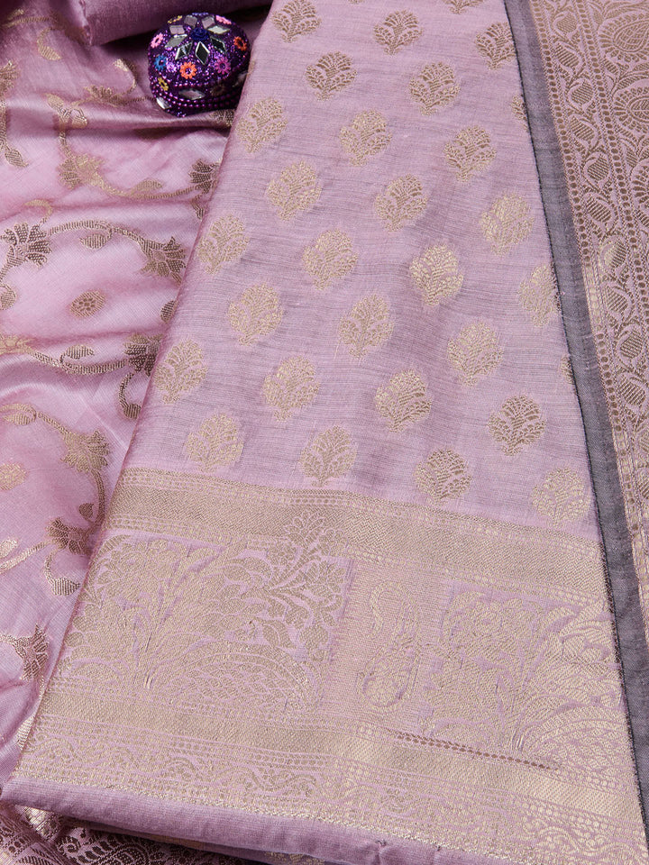 Woven Chanderi Unstitched Suit With Dupatta