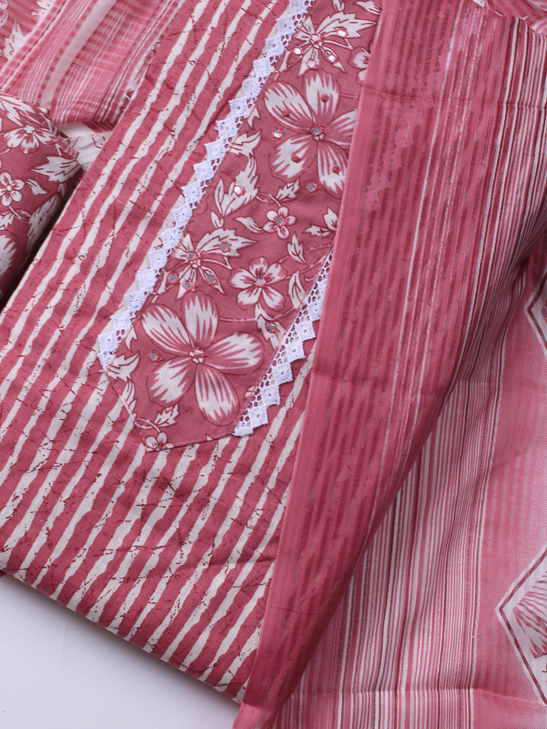 Printed Cotton Blend Unstitched Suit With Dupatta