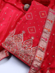 Woven Art Silk Unstitched Suit Piece With Dupatta