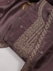 Neck Embroidered Tissue Unstitched Suit With Dupatta