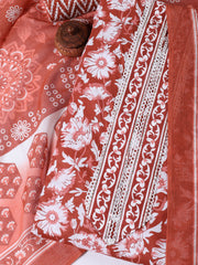 Printed Cotton Blend Unstitched Suit With Dupatta