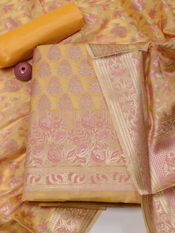 Woven Chanderi Unstitched Suit Piece With Dupatta