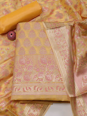 Woven Chanderi Unstitched Suit Piece With Dupatta