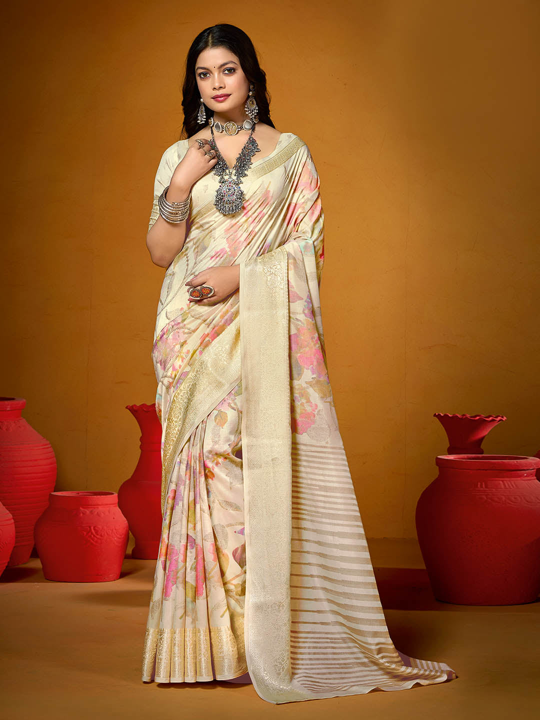 Zari Jaal Woven Art Silk Saree
