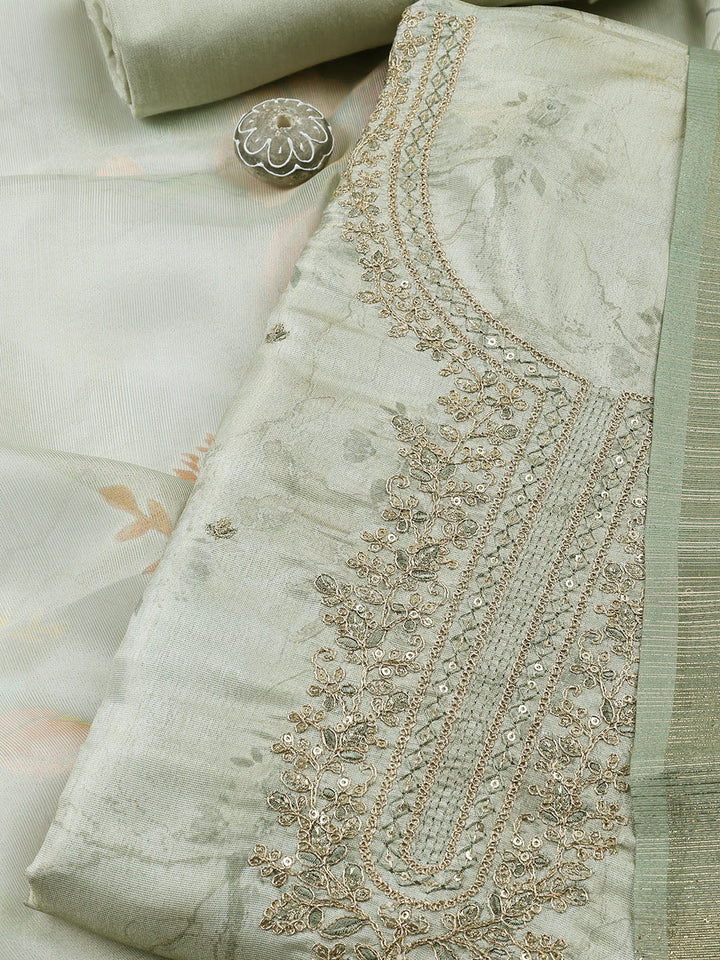 Neck Embroidery Tissue Unstitched Suit With Dupatta