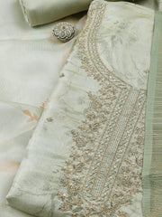 Neck Embroidery Tissue Unstitched Suit With Dupatta