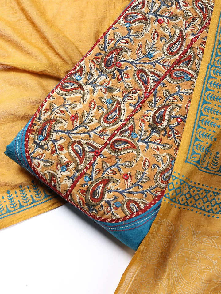 Printed Cotton Blend Unstitched Suit Piece With Dupatta