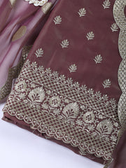 Neck Embroidered Tissue Unstitched Suit With Dupatta