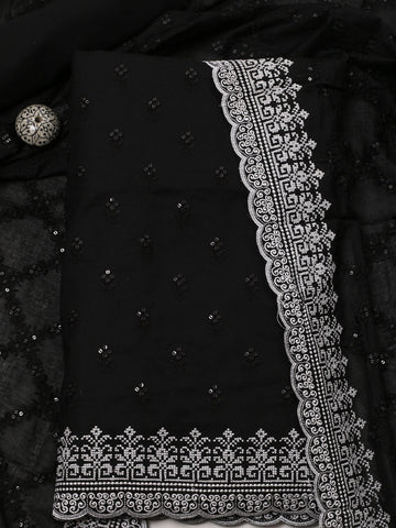 Embroidered Cotton Blend Unstitched Suit With Dupatta