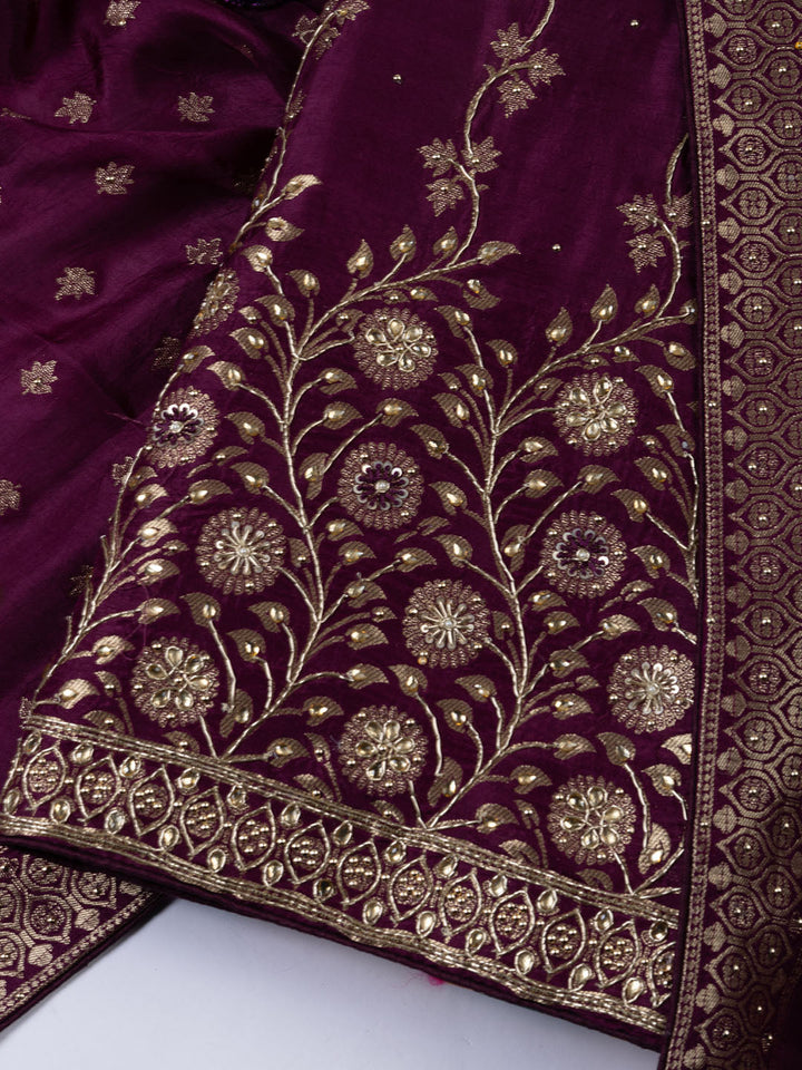Woven Art Silk Unstitched Suit Piece With Dupatta