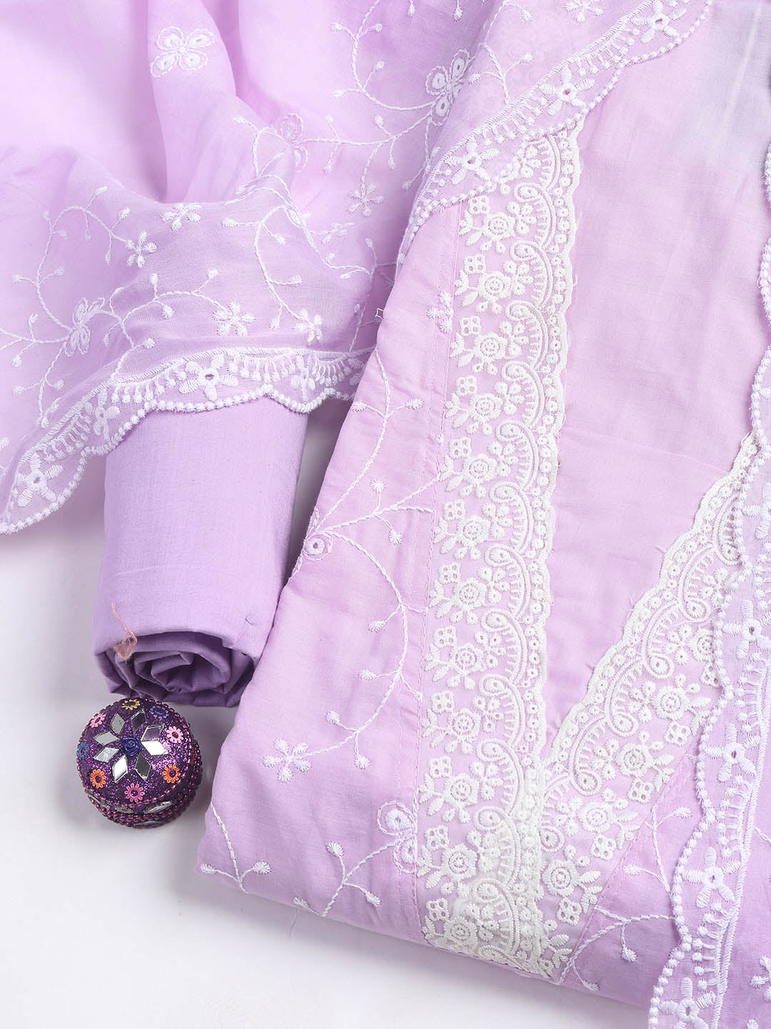 Neck Embroidery Cotton Unstitched Suit With Dupatta