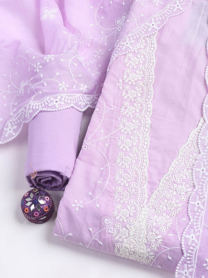 Neck Embroidery Cotton Unstitched Suit With Dupatta
