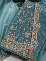 Embroidered OrganzaUnstitched Suit Piece With Dupatta