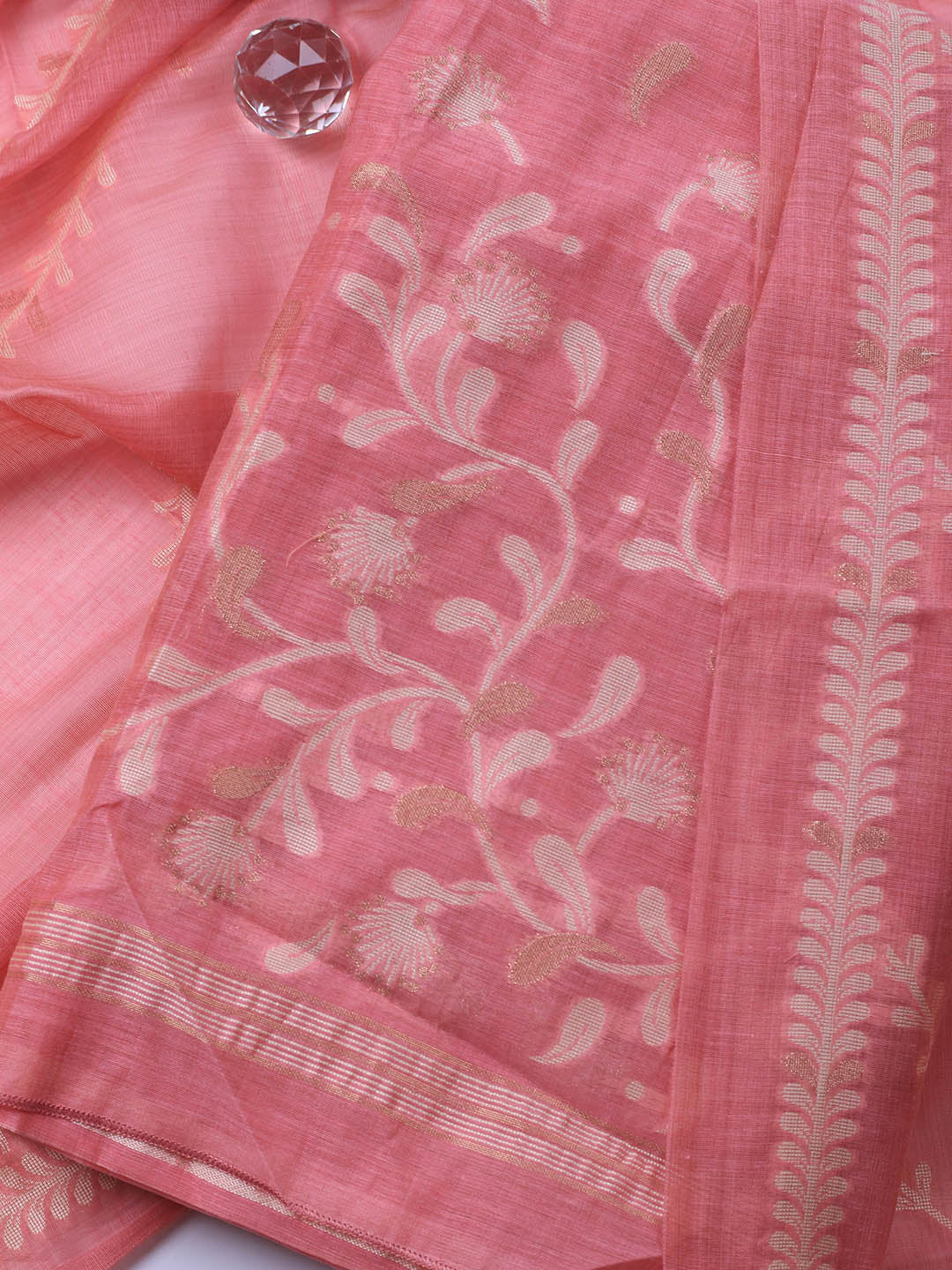 Neck Embroidery Chanderi Unstitched Suit With Dupatta