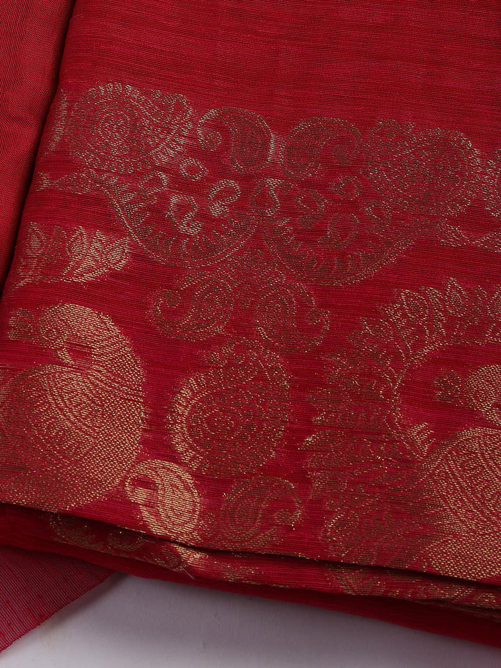 Woven Chanderi Unstitched Suit Piece With Dupatta