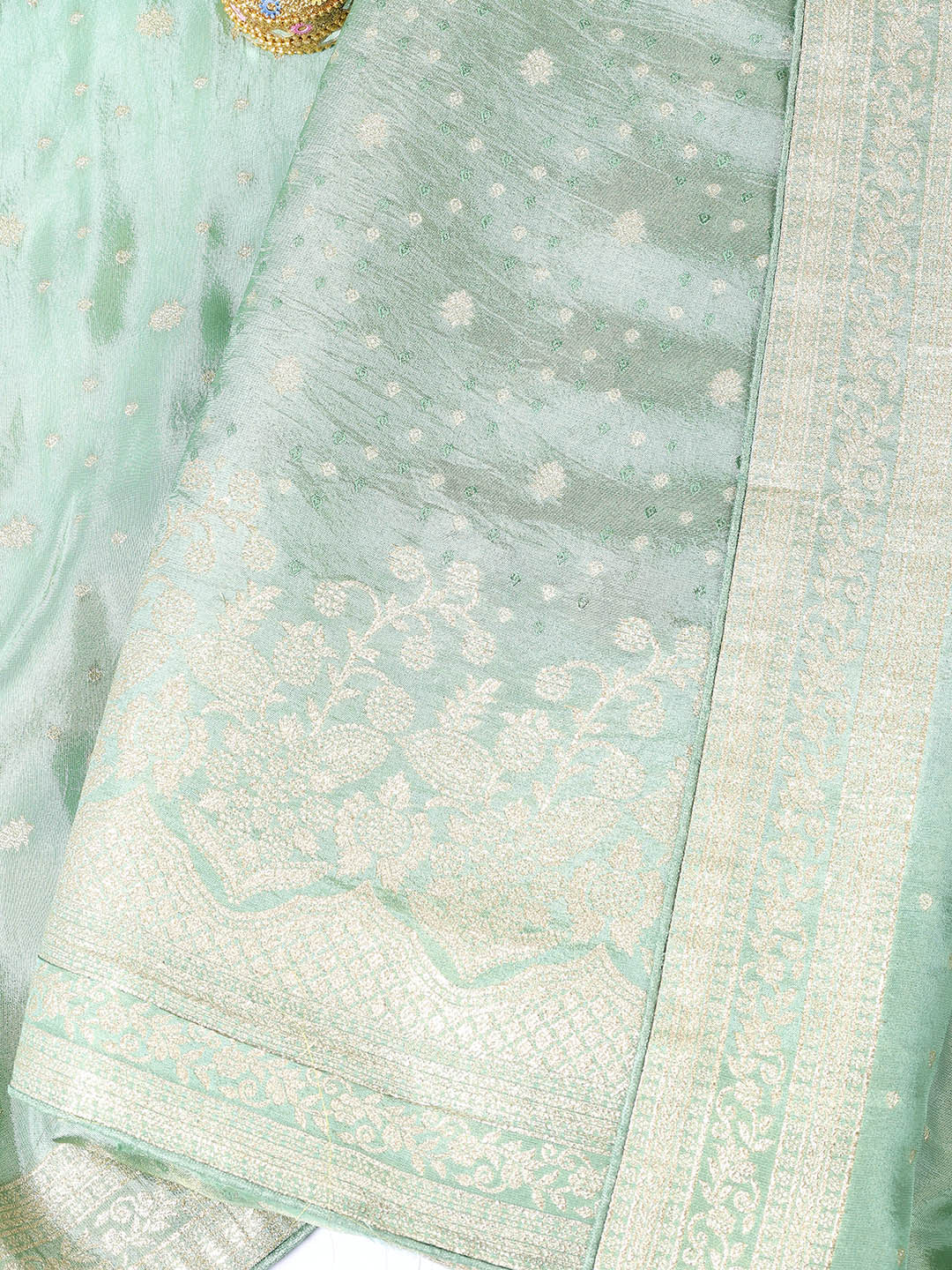 Embroidered Art Silk Unstitched Suit Piece With Dupatta