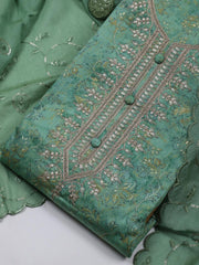 Neck Embroidered Cotton Blend Unstitched Suit Piece With Dupatta