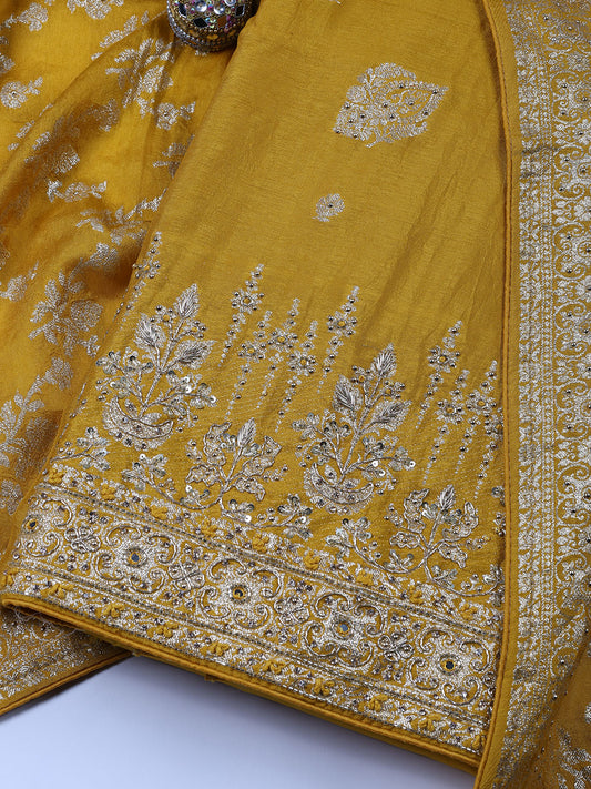 Woven Art Silk Unstitched Suit Piece With Dupatta