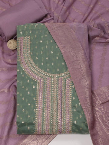 Neck Embroidered Unstitched Suit With Dupatta