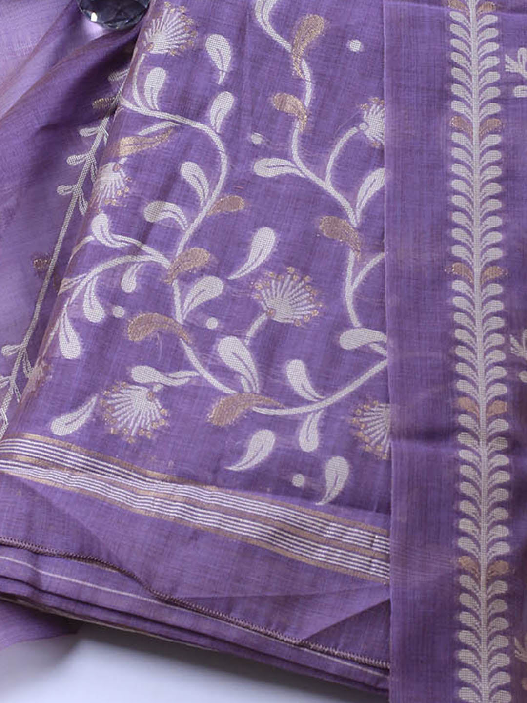 Neck Embroidery Chanderi Unstitched Suit With Dupatta
